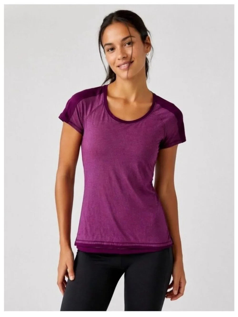 Lululemon women's 8 mulberry Race me short sleeve athletic top running gym